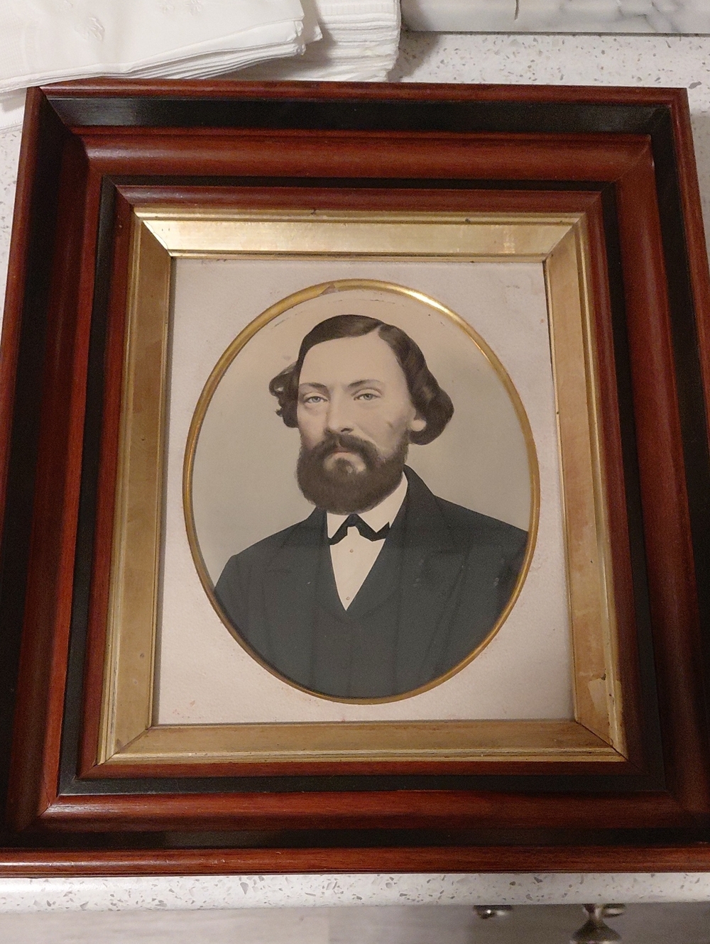 Framed Vintage Portrait Wall Art in Brown and Gold 100+ Years Old
